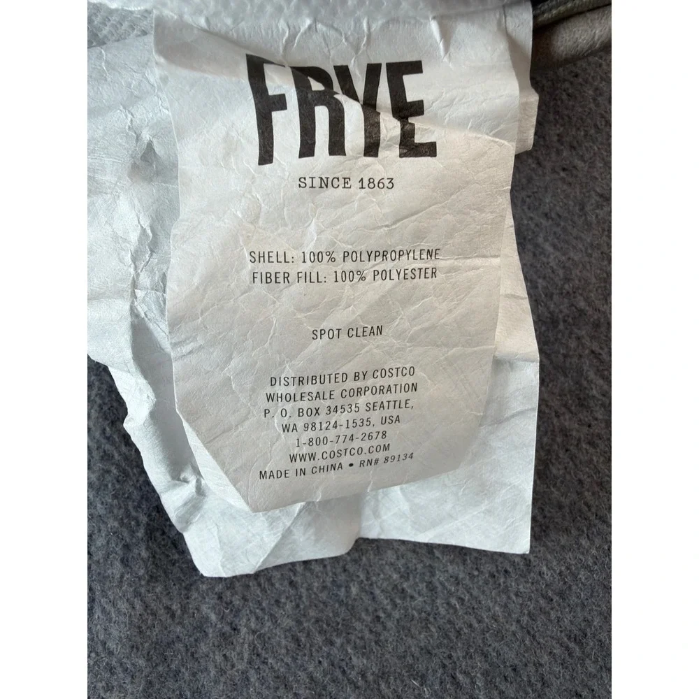 Frye Throw Pillow Unisex 14x20 Grey Woven Basketweave Faux Leather Accent
